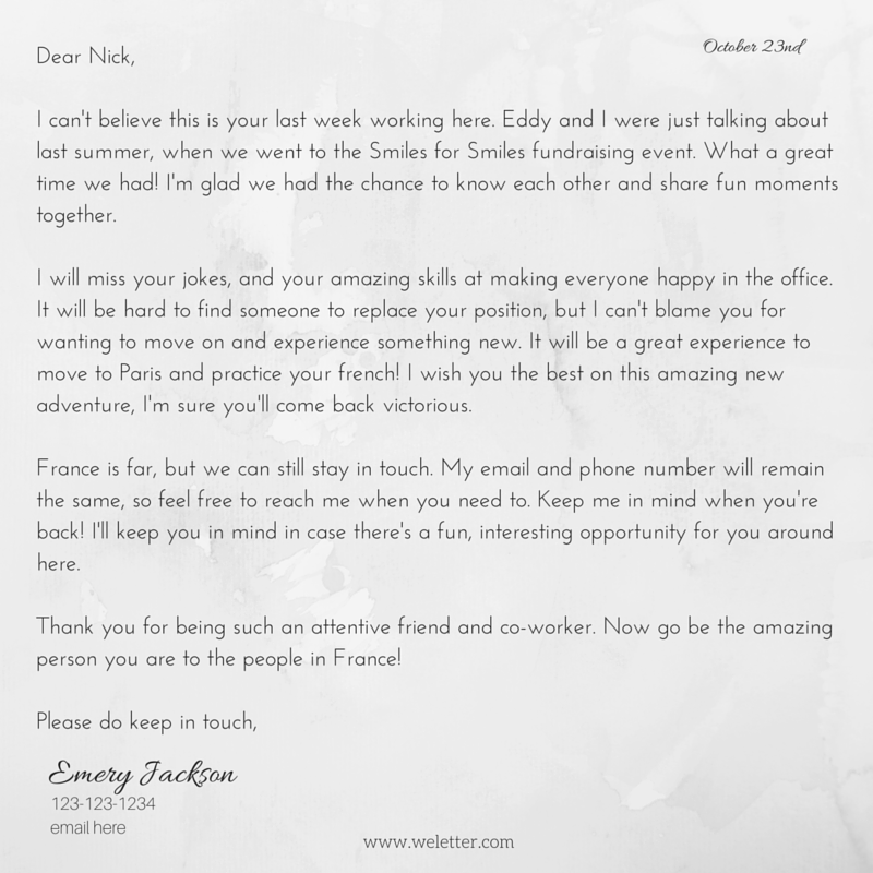 Farewell letter example
